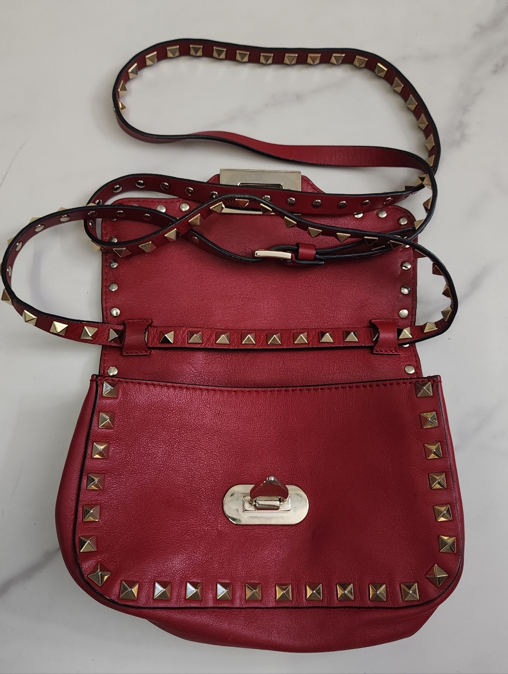Authentic Red Leather Valentino Garavani Rockstud Shoulder Bag With Digital COA - Picture 12 of 13